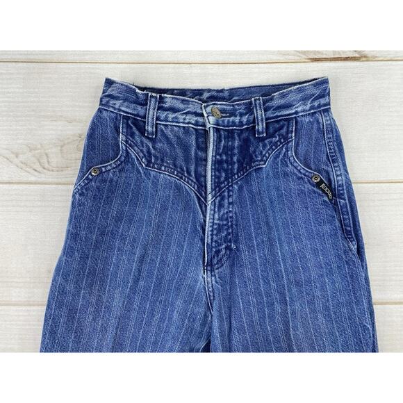 Vtg Rocky Mountain Rockies Jeans 26/3 Pinstripe Western USA Made Hi Rise Darted - Picture 2 of 12